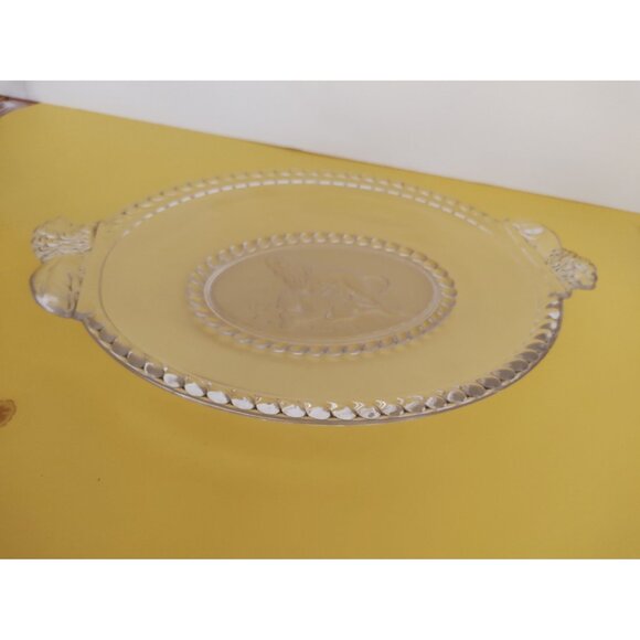 EAPG Gillinder Frosted Lion Oval Platter, handled. 13" x 9" - Picture 13 of 16